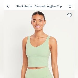 Old Navy Green StudioSmooth Seamed Longline Tank Top